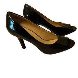 Kelly & Kate Black Patent Peep Toe Pump Heels - 8.5